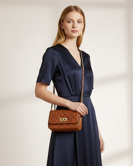 Bolso acolchado "París" camel