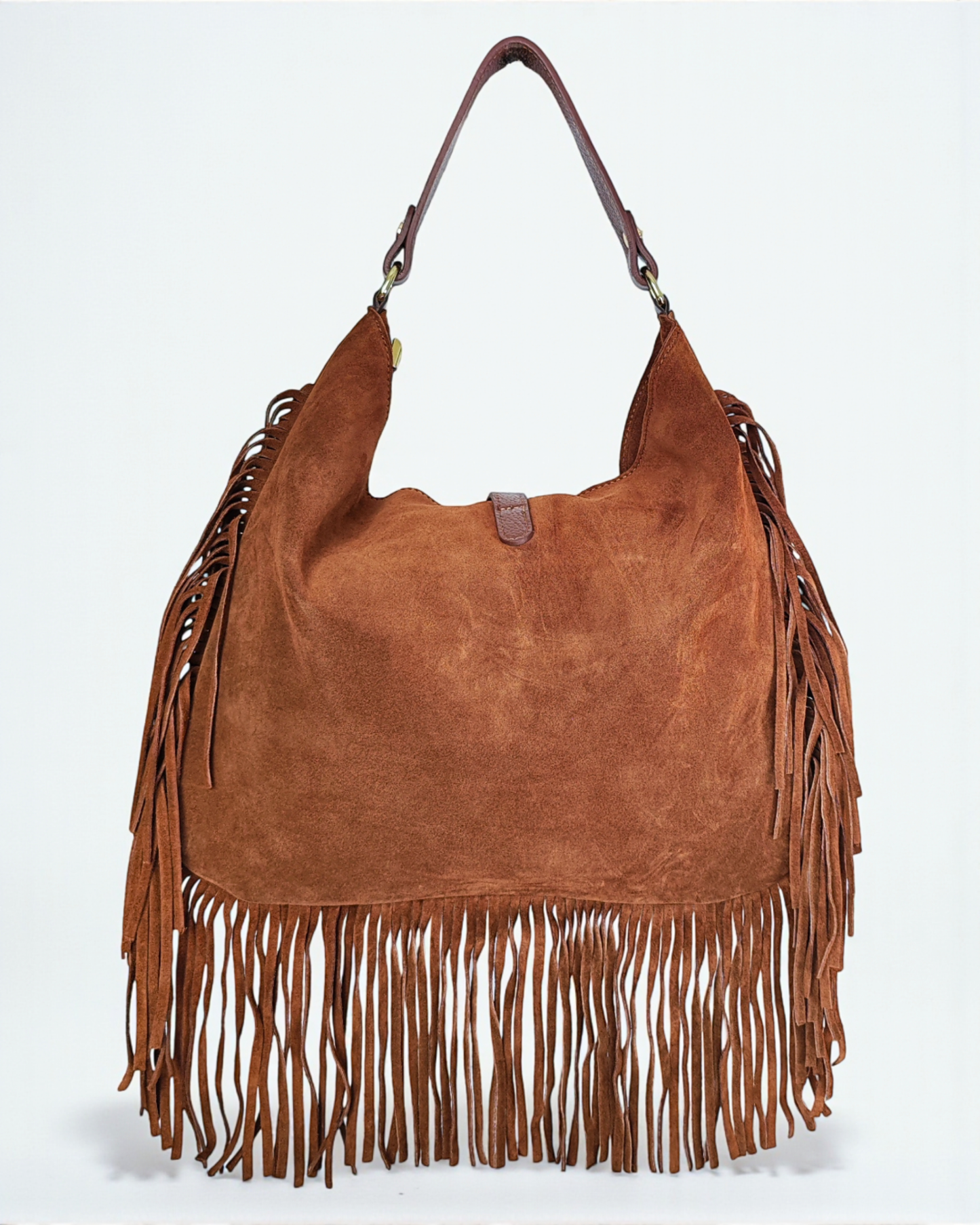 Bolsa em camurça cor camel "Tennessee"