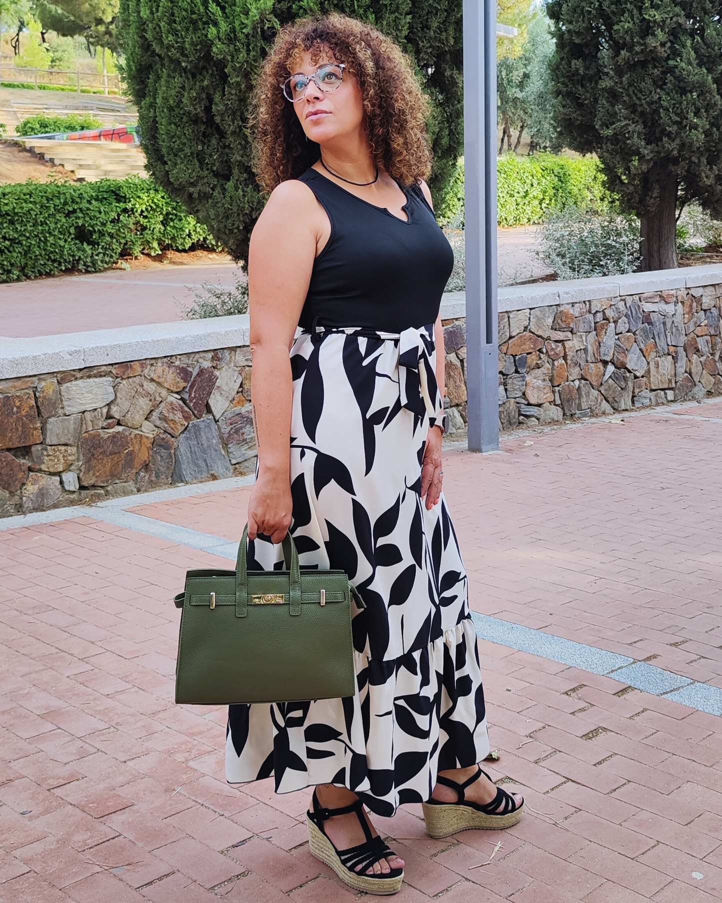 Bolso de mano "Champs-Élysées" verde oliva