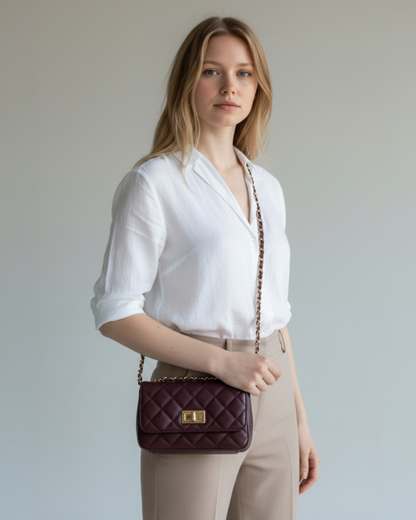 Bolso acolchado "París" berenjena