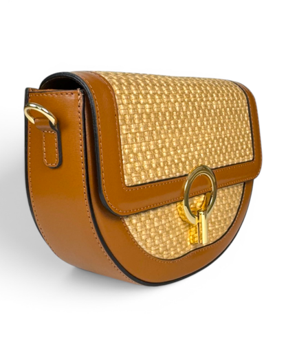 Bandolera "Vienna" rafia camel