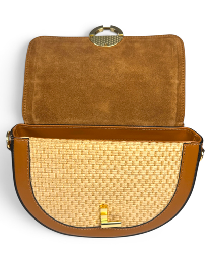 Bandolera "Vienna" rafia camel