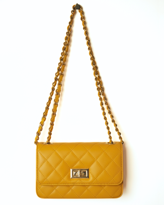 Bolso acolchado "París" mostaza
