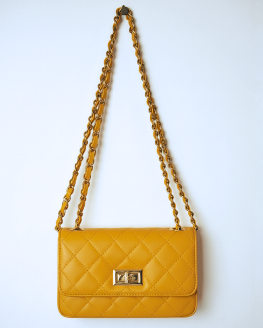 Bolso acolchado "París" mostaza