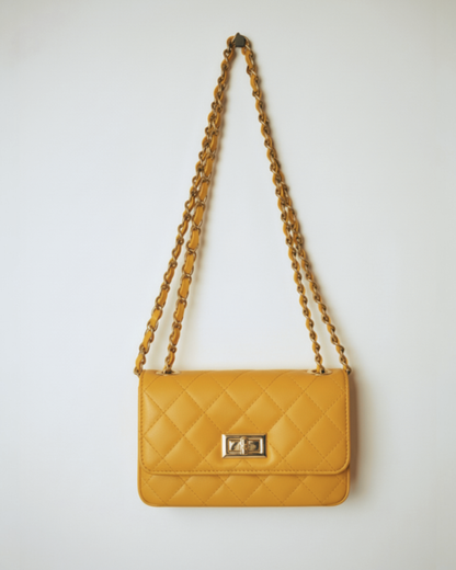 Bolso acolchado "París" mostaza