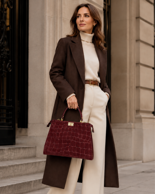 Bolso de ante "Roma" berenjena