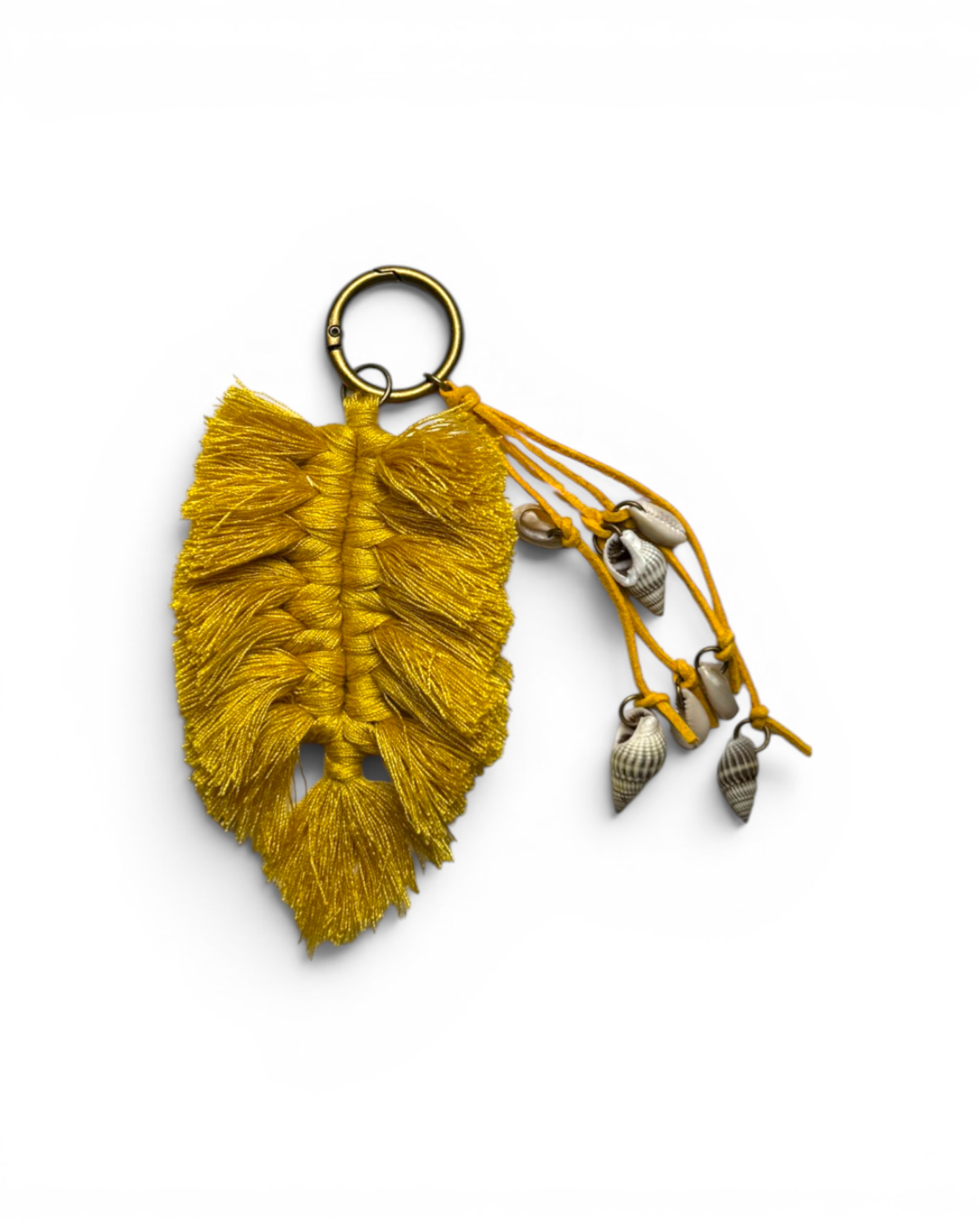 Hoja macramé conchas "Ibiza" mostaza