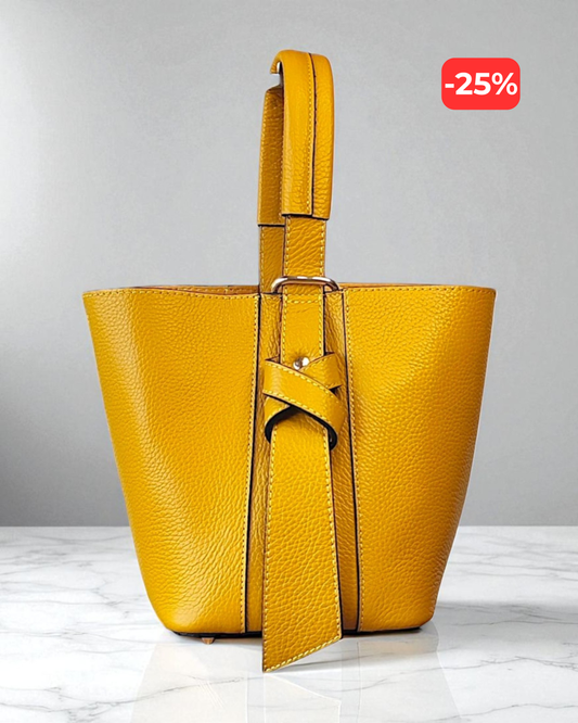 Bolsa tipo balde "Montmartre" mostarda