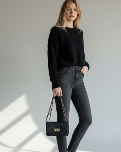 Bolso acolchado "París" negro