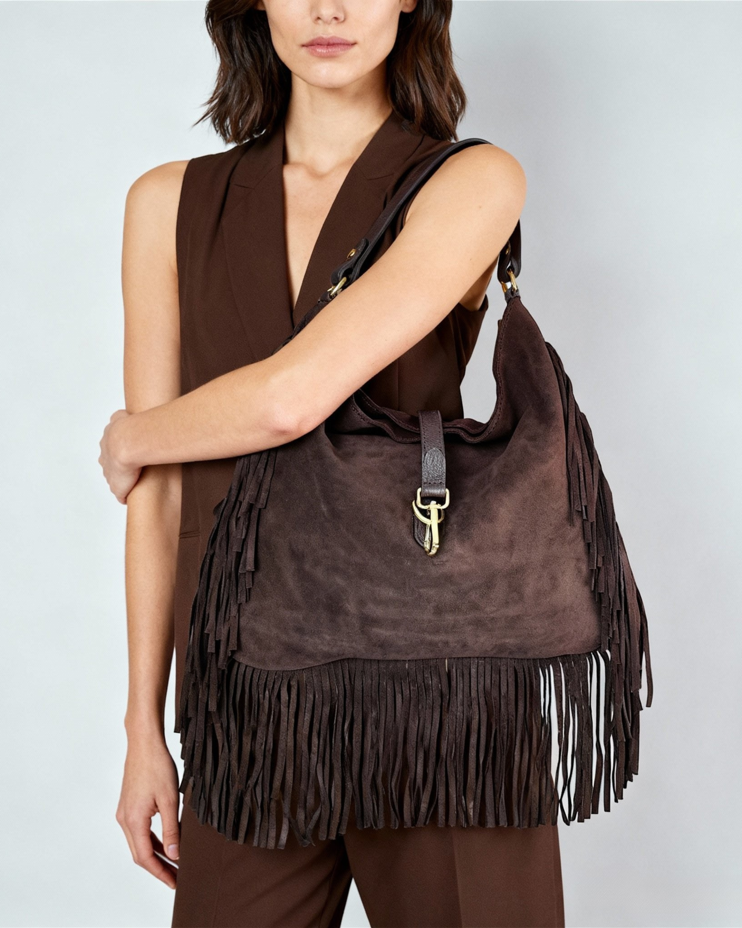 Bolso ante "Tennessee" marrón chocolate