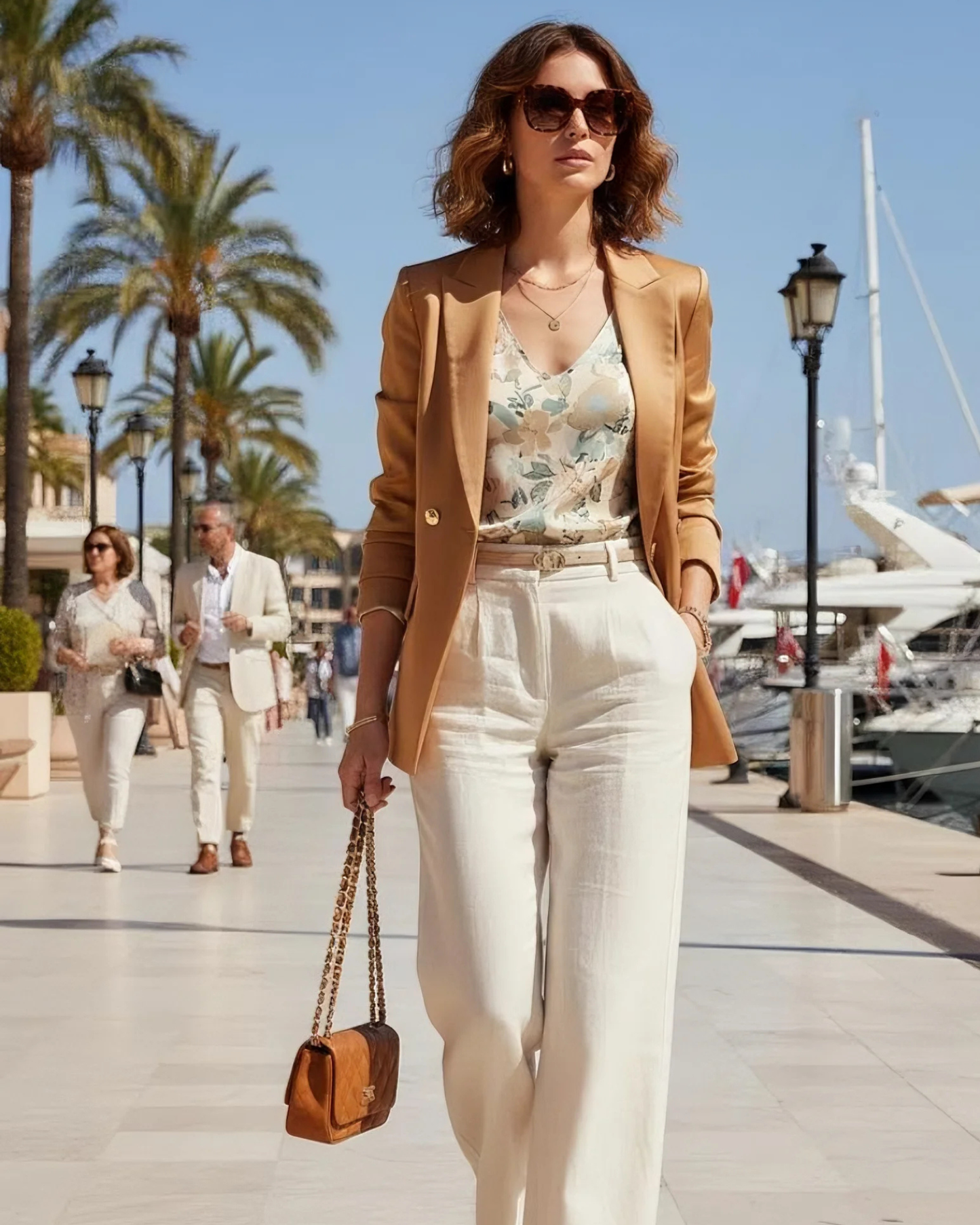 Bolso acolchado "París" camel